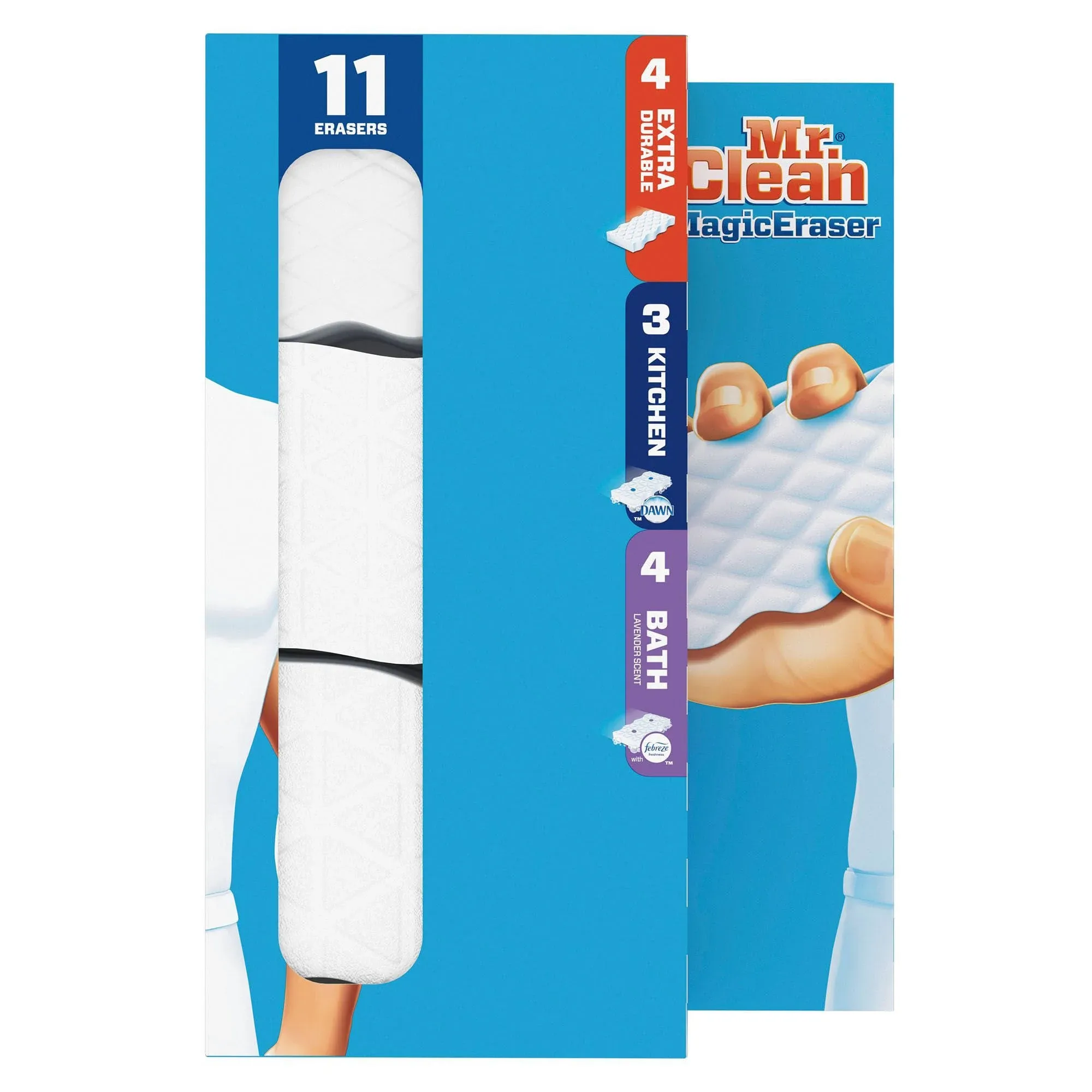 Mr. Clean Magic Eraser 11ct,4 Extra-Durable,<wbr/>3 Kitchen,4 Bath New Free Shipping