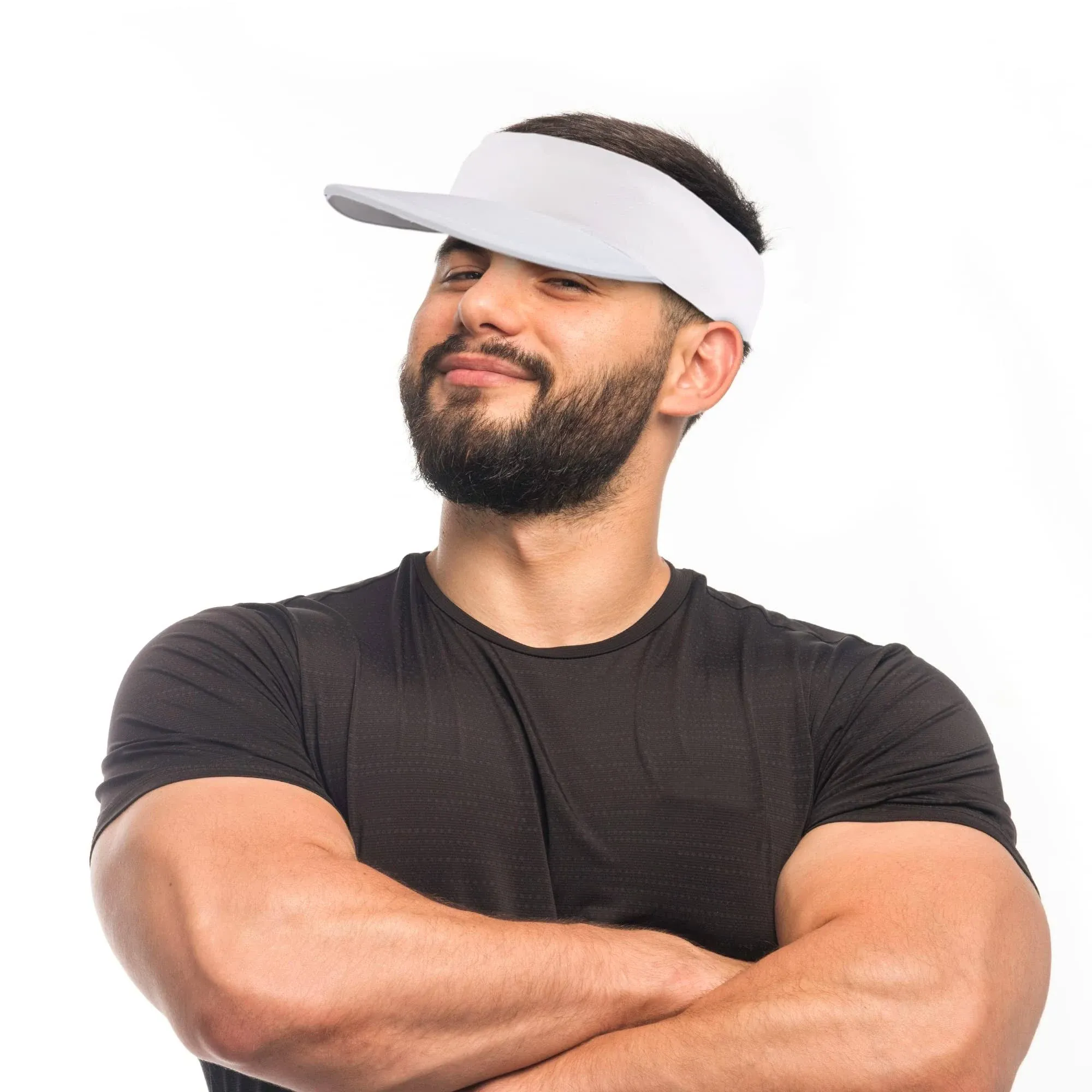 Visor Sun Plain Hat Sports Cap Stretchable White