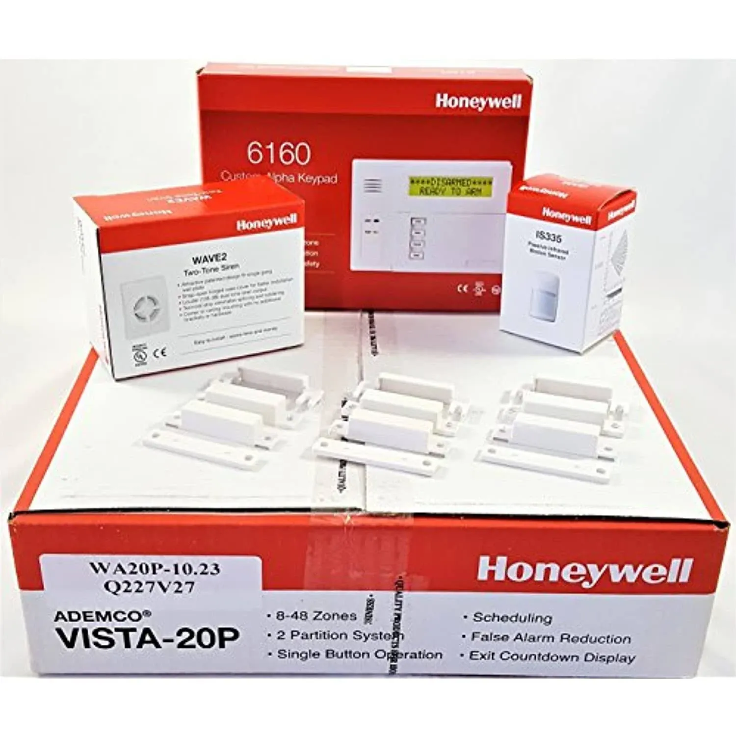 Alarm Liquidators Honeywell Vista 20P Hardwired Kit with A 6160 Keypad, One IS335 Motion Sensor, Three 7939WG Contacts, and A Wave2 Siren