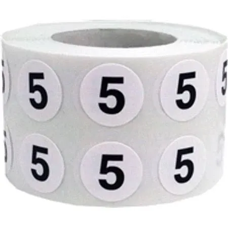 Circle Dot Number Stickers 0.5 inch inch Round