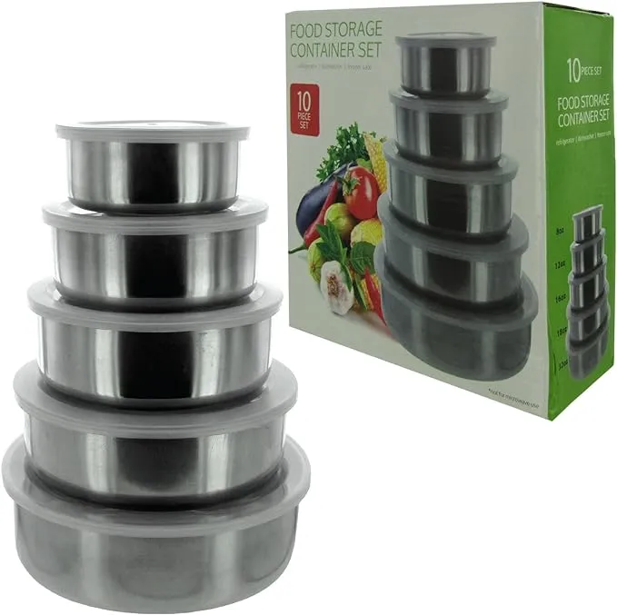 metal food storage container set - nesting -- 6 per box