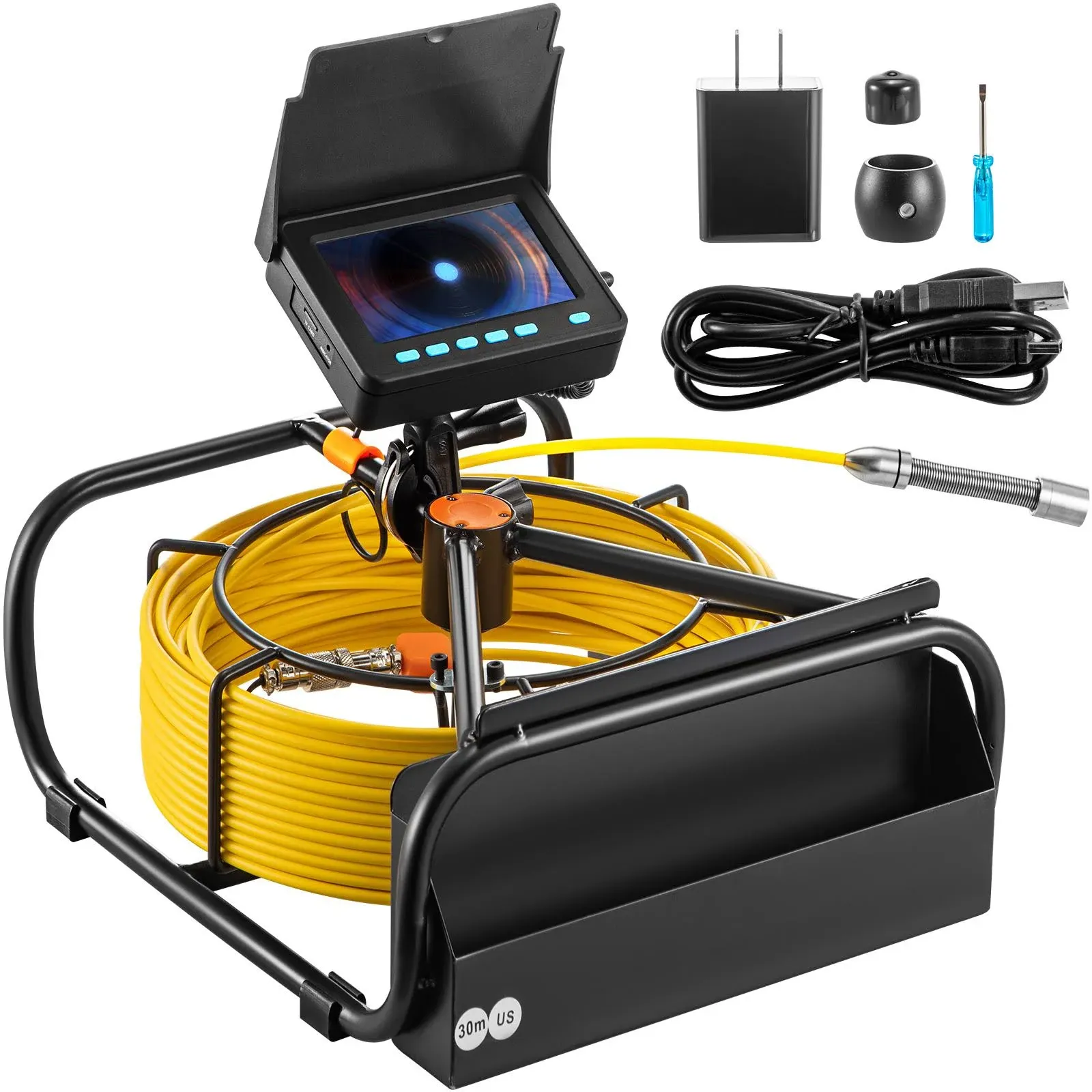 VEVOR Sewer Camera, 32.8FT 4.3&quot; Screen, Pipeline Inspection Camera with DVR Function &amp; Snake Cable, Waterproof IP68 Borescope w/LED Lights, Industrial Endoscope for Home Wall Duct Drain Pipe Plumbing