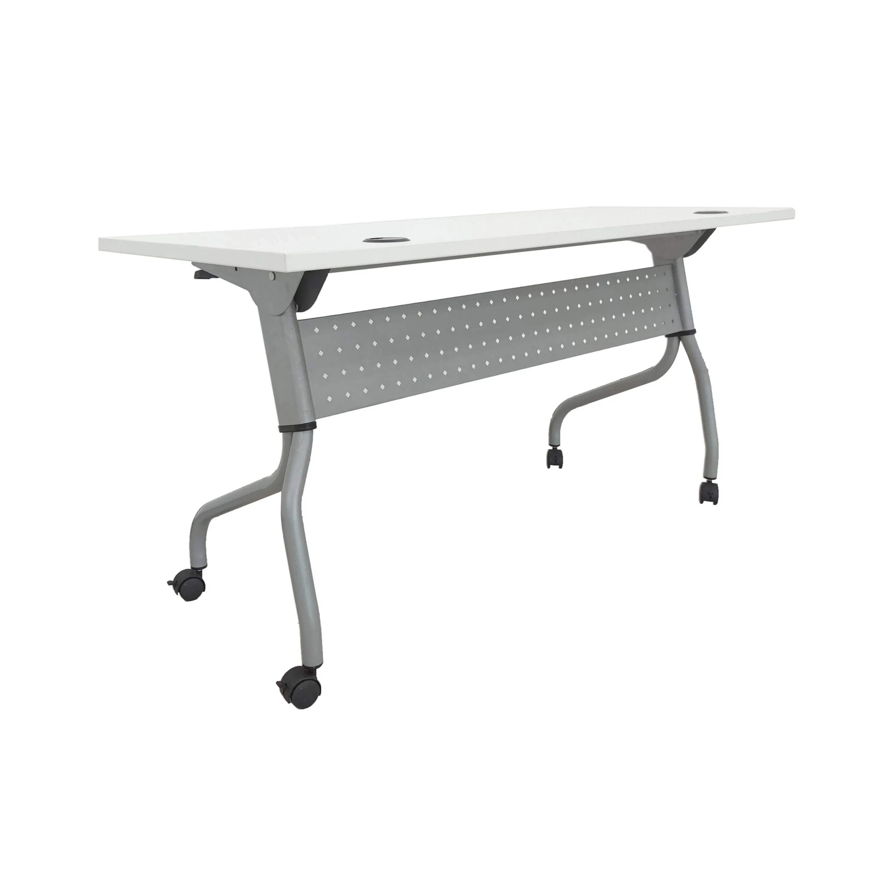 Lorell White Laminate Flip Top Training Table - White Top - Silver Base - 4 Legs - 23.60" Table Top Length x 60" Table Top Width - 29.50" Height - ...