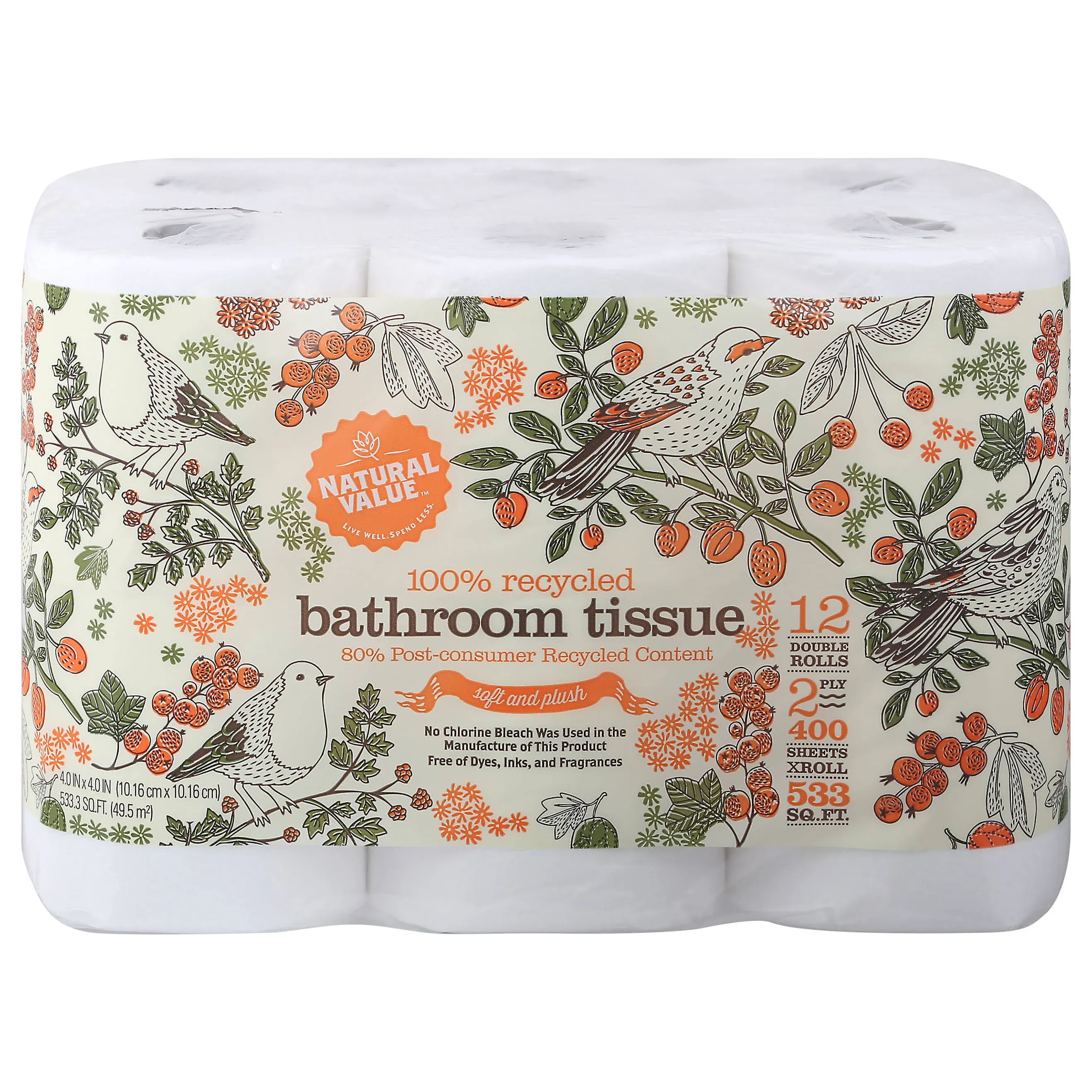 Natural Value 400Ct/ Roll Bathroom Tissue