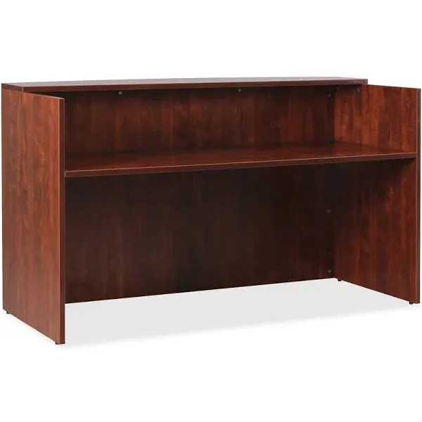 Lorell Essentials Series Cherry Reception Desk - 1&#034; Top, 35.4&#034; x 70.9&#034;42.5&#034; D...