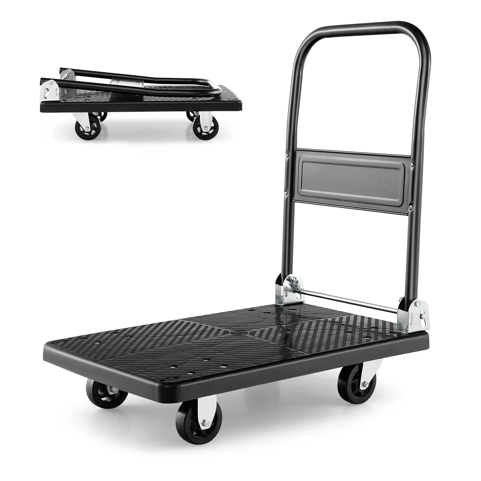 Push Cart Folding Dolly Platform Hand Truck w/360° Swivel Wheels 440LBS Capacity