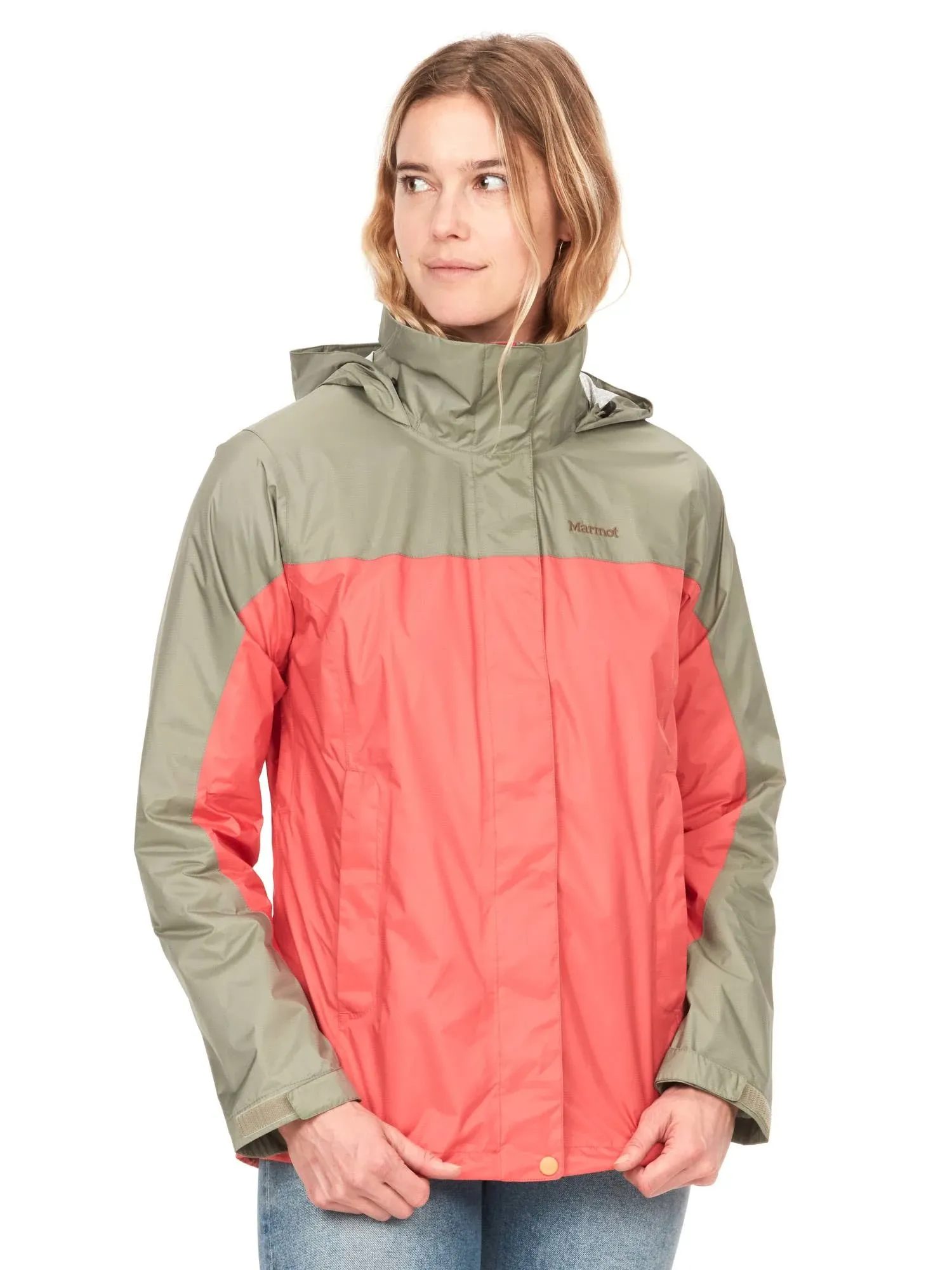 Marmot PreCip Eco Jacket - Women's - Grapefruit / Vetiver - Large