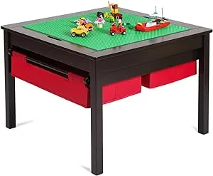 Utex 2 in 1 Kids Construction Play Table with Storage Drawers and Built in Plate