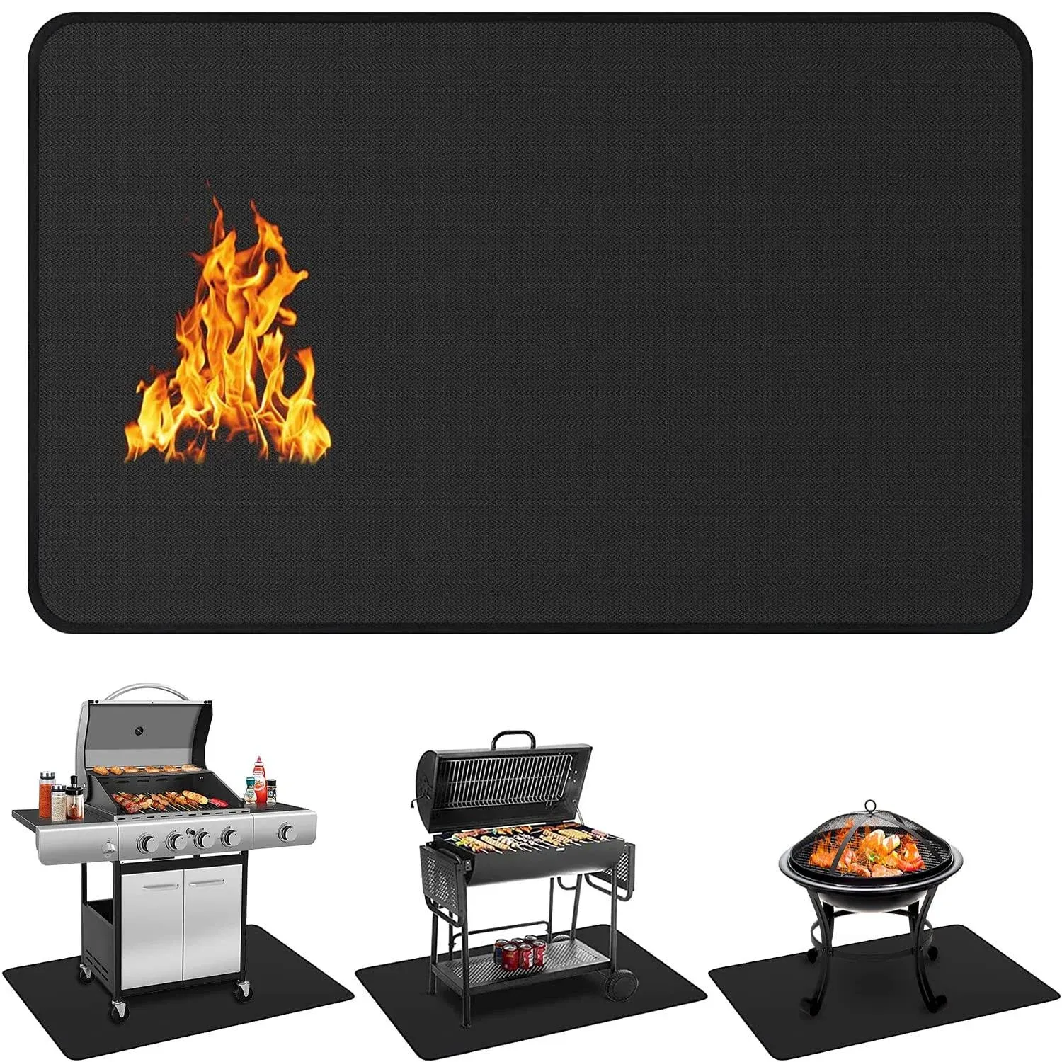 Protebox 60 x 40 inch Under Grill Mats for Outdoor Grill, Double-Sided Fireproof ...