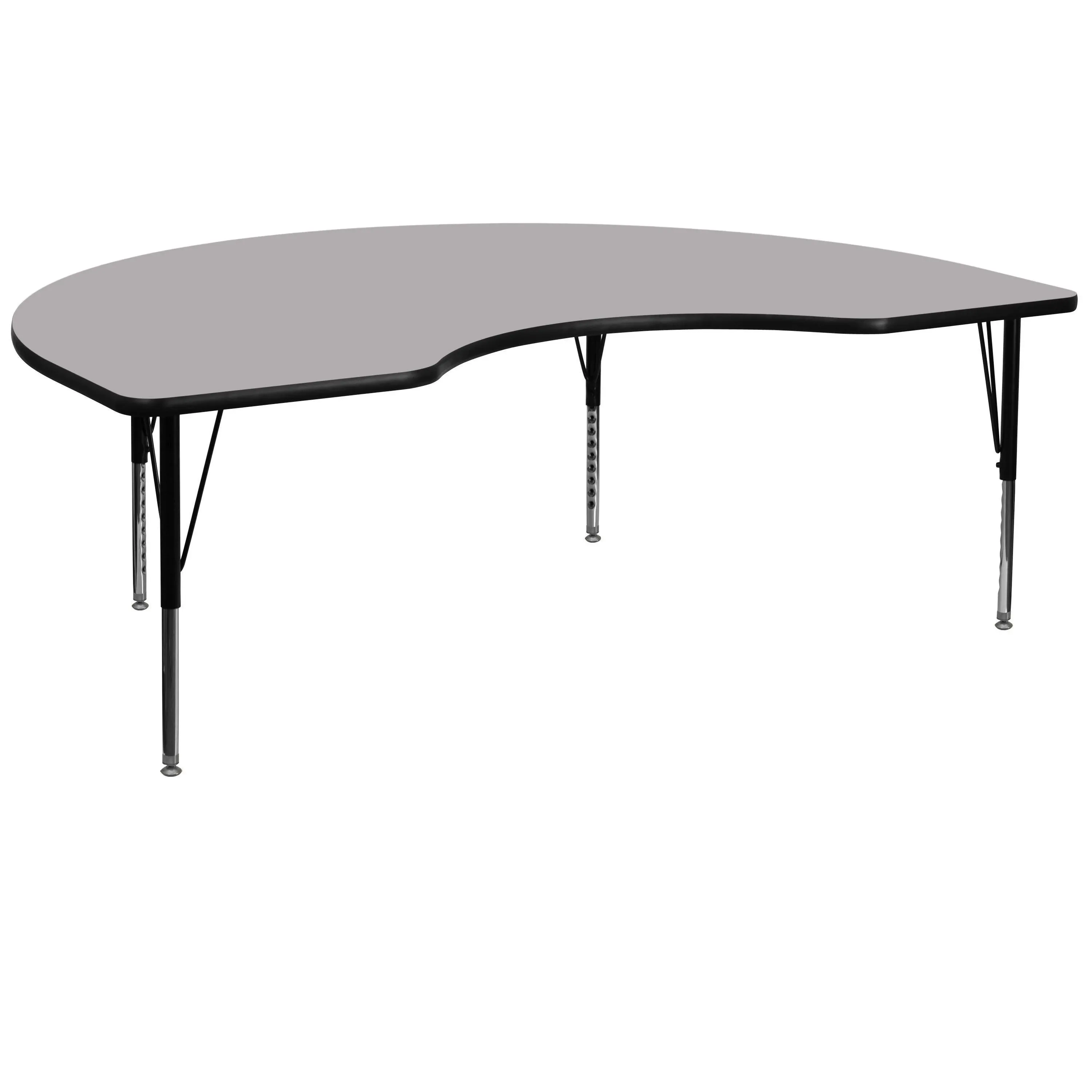 Flash Furniture 48''W x 96''L Kidney Grey Thermal Laminate Activity Table ...