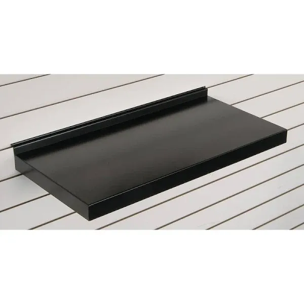 24"W Metal Slatwall Shelf, Black