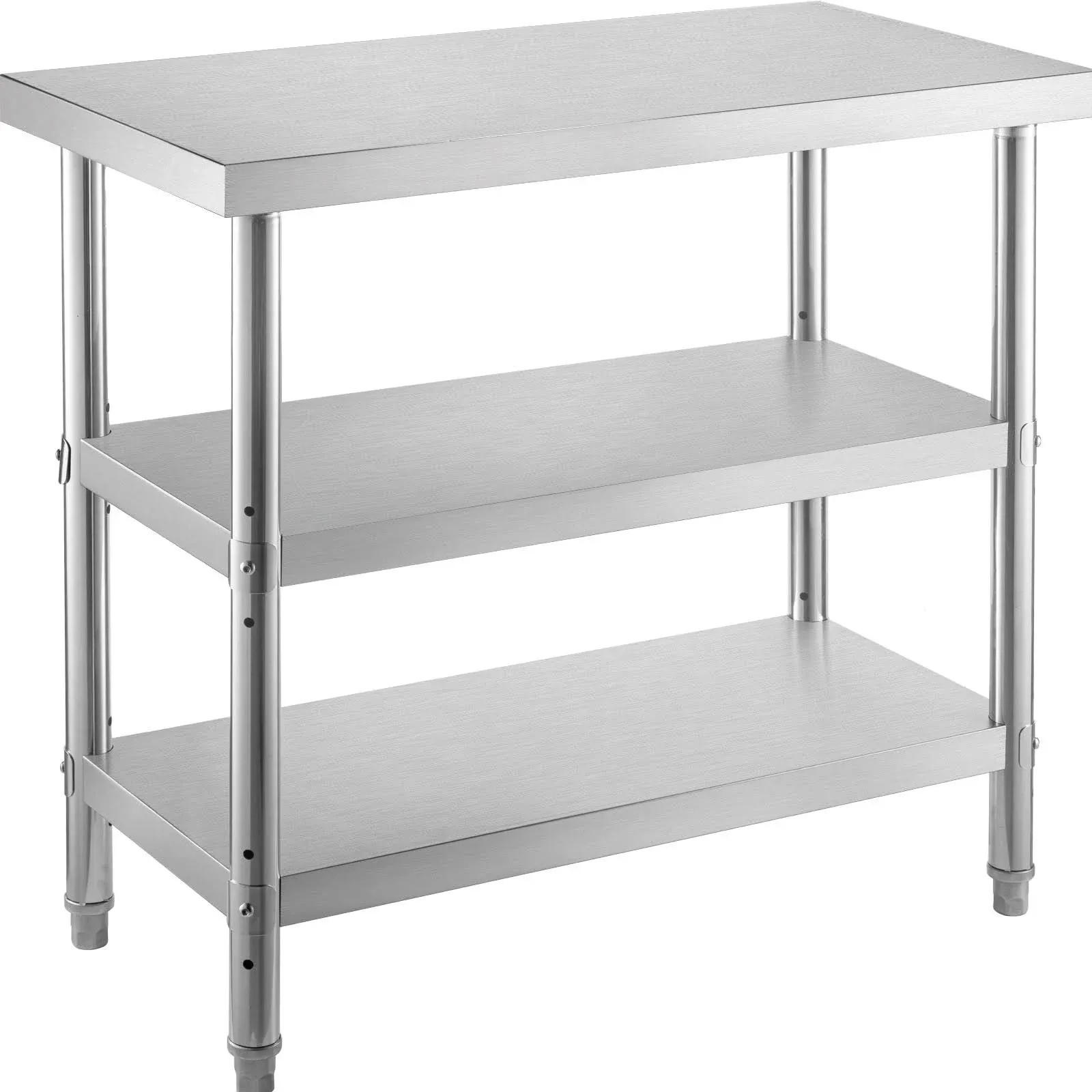 VEVOR Stainless Steel Work Table 36x18 in Double Undershelf Commercial BBQ Table