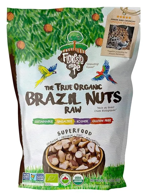 The True Organic Premium Brazil Nuts (32oz - 2lbs) Raw & Unsalted | Kosher | Non-Gmo | Certified Organic | Fresh | Vegan | Gluten Free | Keto and Paleo Friendly | Sustainably Harvested