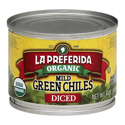 La Preferida Organic Green Chiles, Mild-Diced, Gluten-Free, 4 oz (Pack of 6)