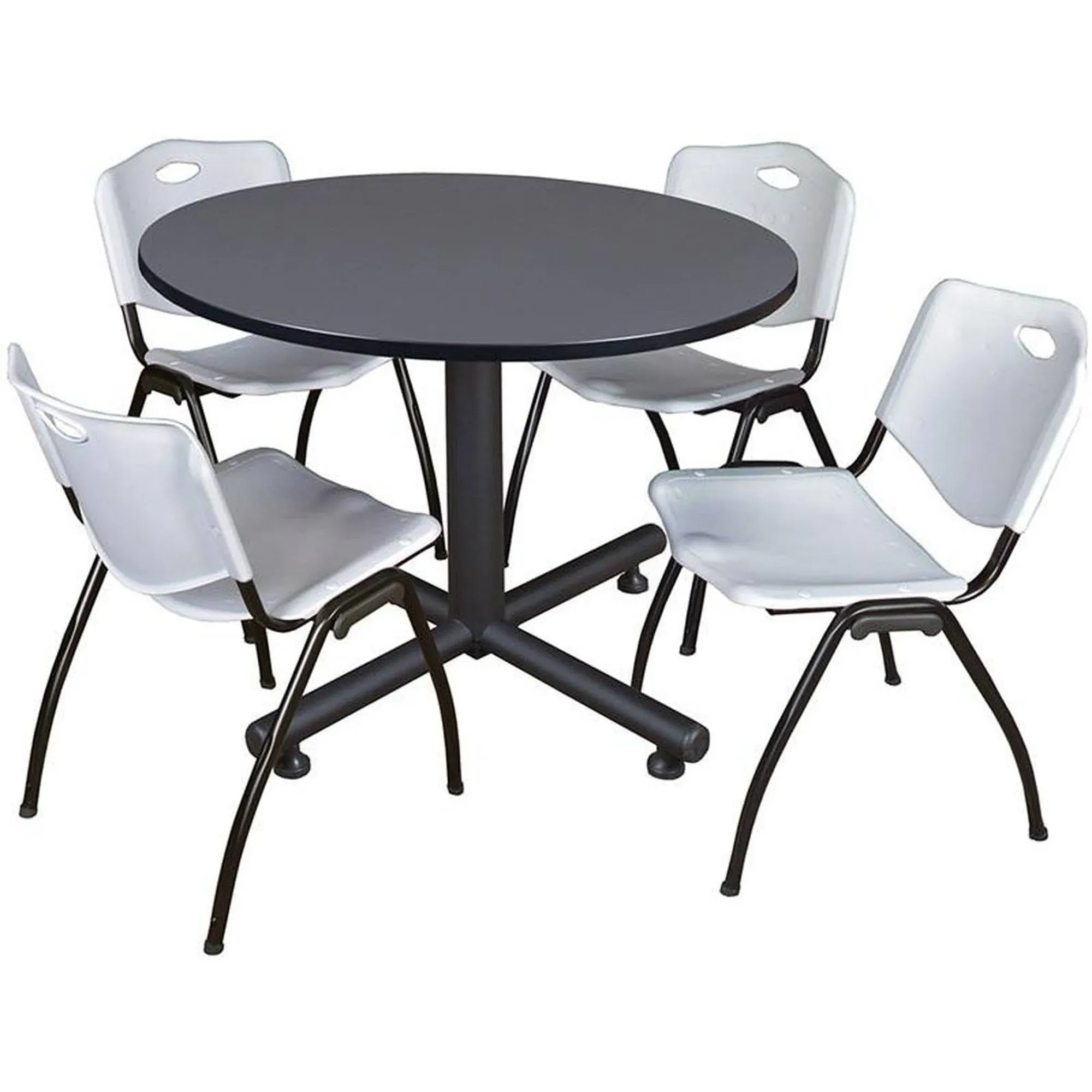 Round Tables > Breakroom Tables > Kobe Round Table & Chair Sets, 48 W, 48 L, 29 H, Grey