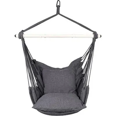 Hammock Chair Hanging Rope Swing - Max 500 lbs. 2-Cushions Included - Steel ...