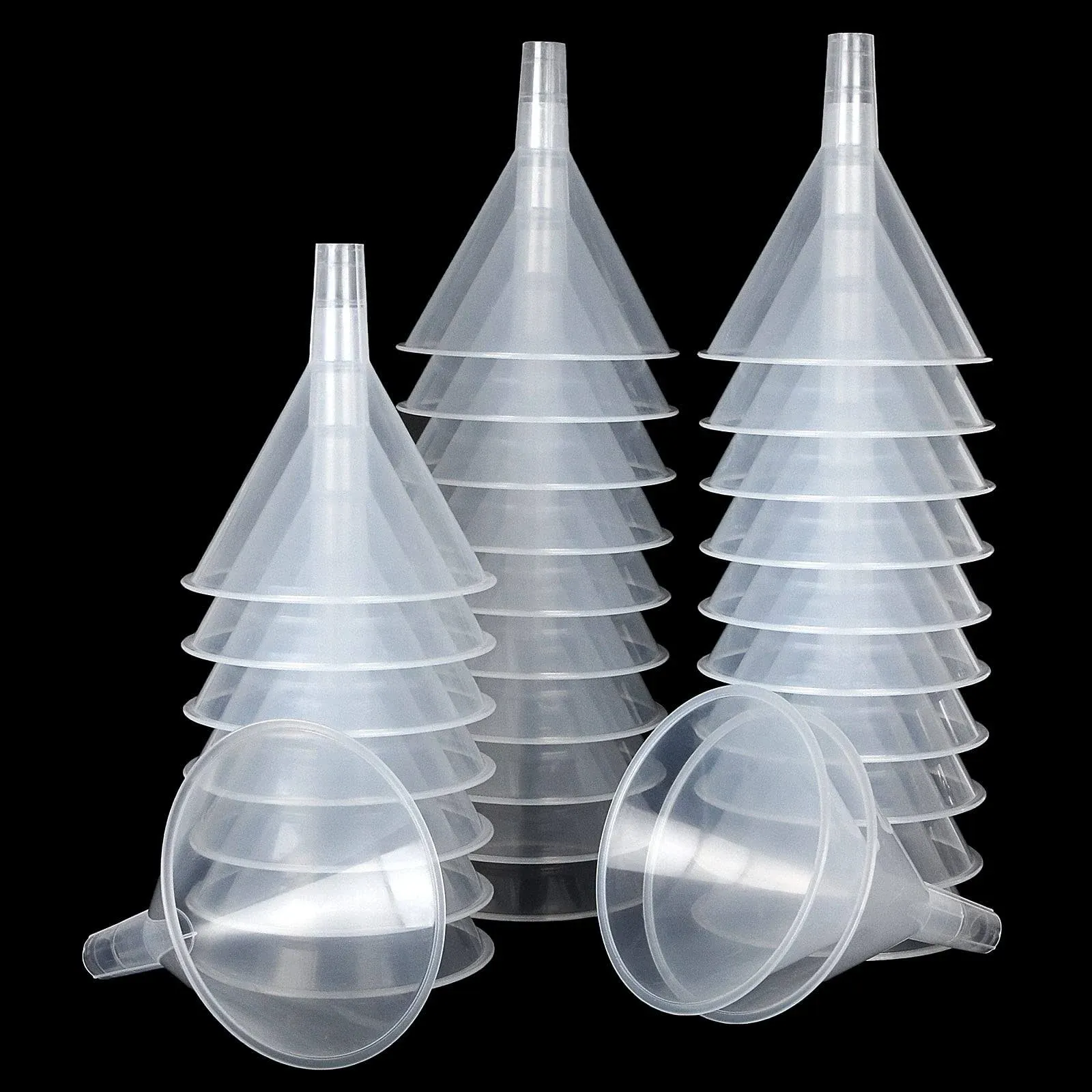 30Pcs Plastic Funnels Set, 4.8 Inch Wide Mouth Clear Plastic Funnels for Filling