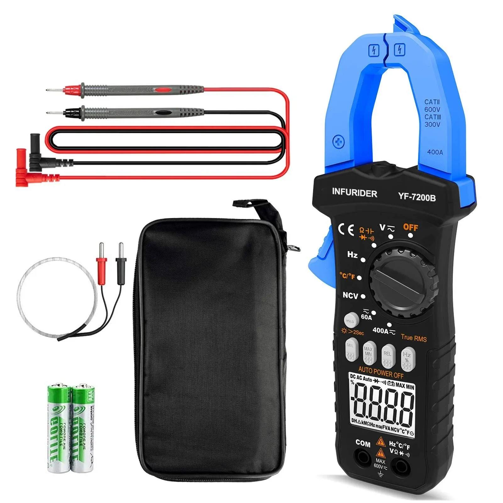 Digital Clamp Meter,INFURIDE<wbr/>R YF-7200B TRMS Auto-Ranging AC DC Volt Amp Curre...