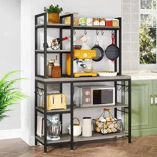 Kitchen Baker's Rack 5-Tier Utility Storage Shelf with Hutch