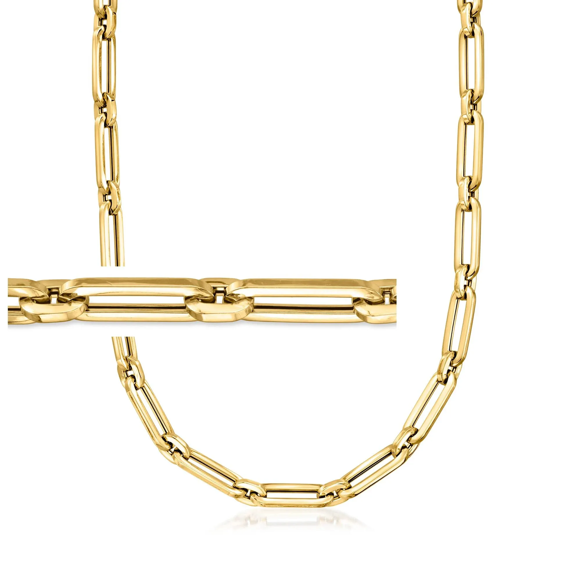 Ross-Simons Italian 14kt Yellow Gold Alternating Paper Clip Link Necklace