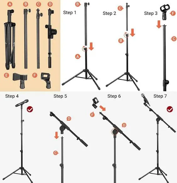 CAHAYA Microphone Stand Heavy-Duty Super Resistent Tripod Boom Universal Mic Stand with 2 Mic Clips for Most Mics Height Adjustable Mic Stand for Singing Wedding Performance CY0330