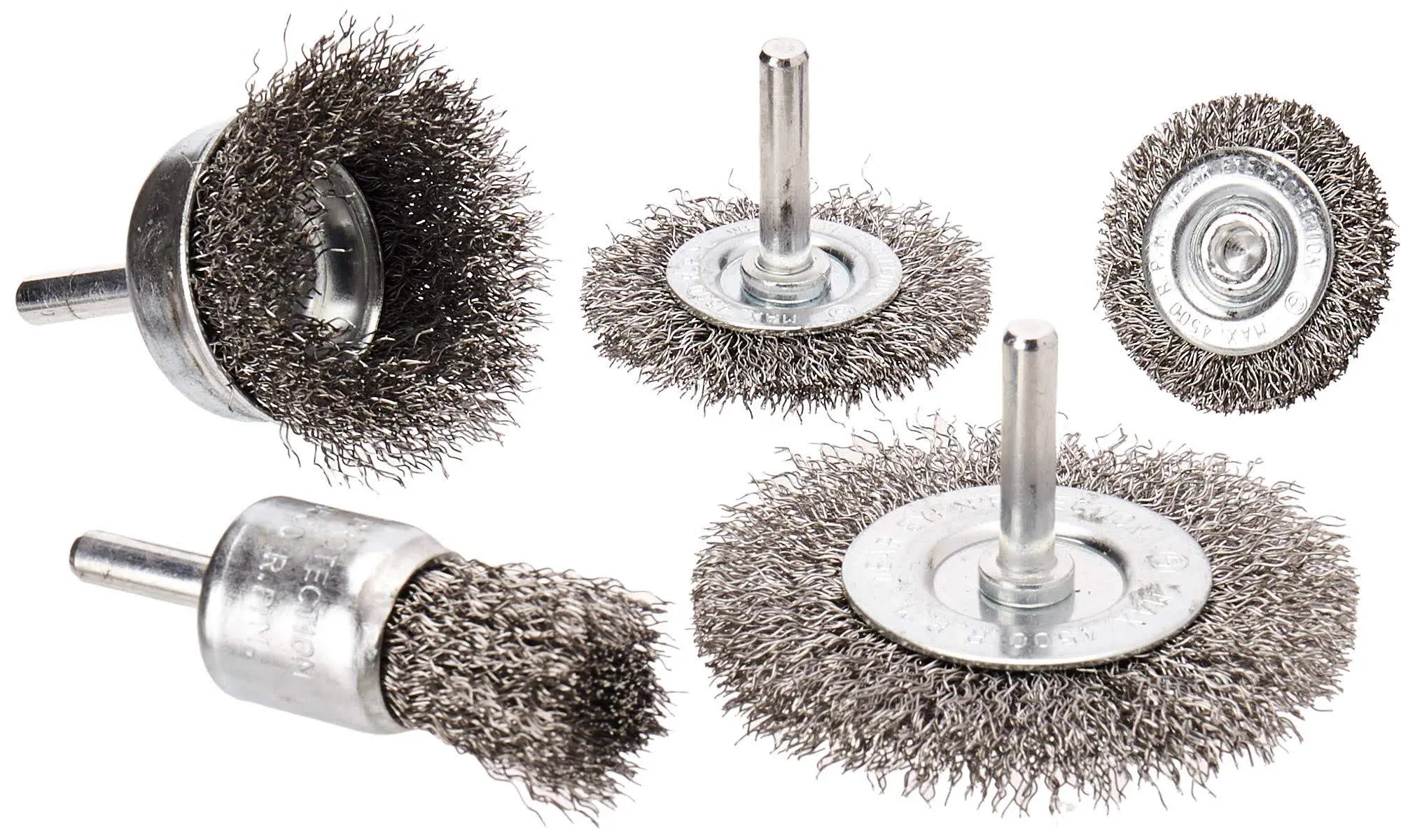 40pc Wire Wheel Brush Cup Assortment Crimped Steel 1/4&#034; Shank Drills Rust Scale