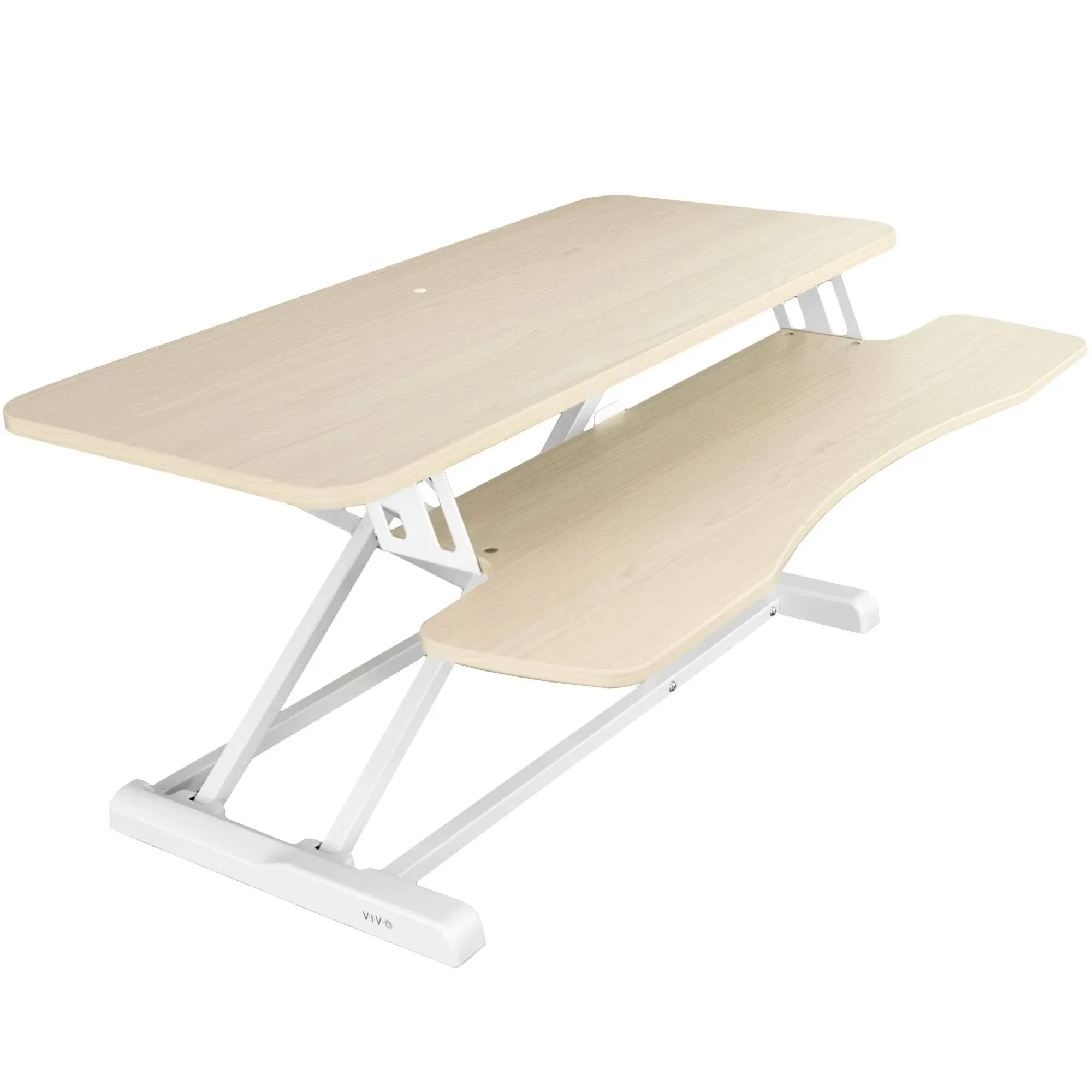 Height Adjustable Standing Desk Converter Vivo Size: 4.5" H x 36" W x 16" D, Color: Light Wood/White