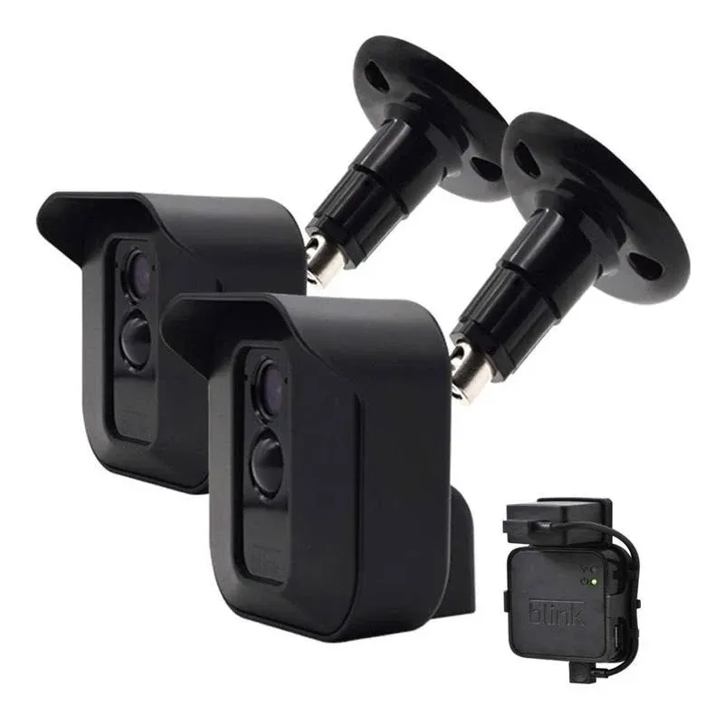 Blink Camera Housing and Wall Mount Bracket,Weather Proof Protective for Blink Outdoor 3rd&4th Gen with Blink Sync Module 2 Outlet Mount for Blink Camera System .360 Adjustable Bracket (Black 2Pack)