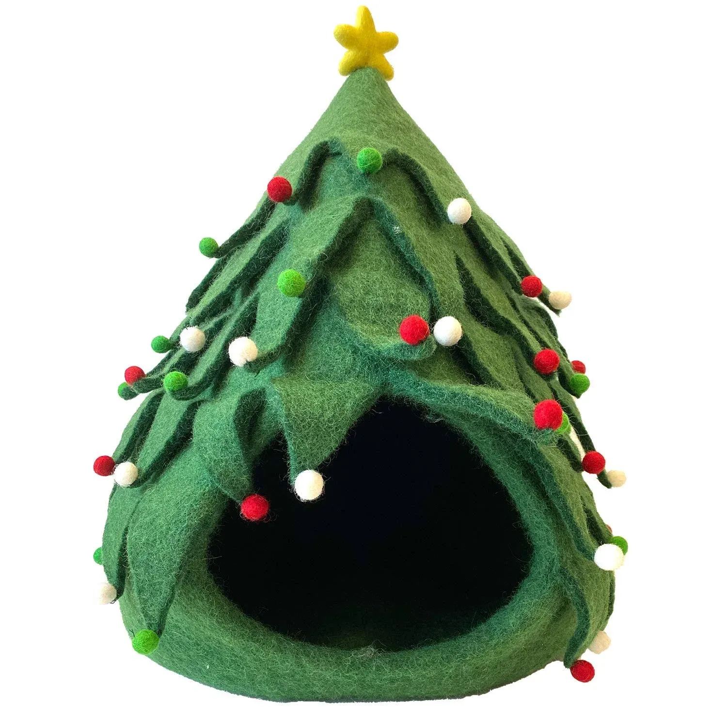 Midlee Christmas Tree Wool Cat Cave Bed