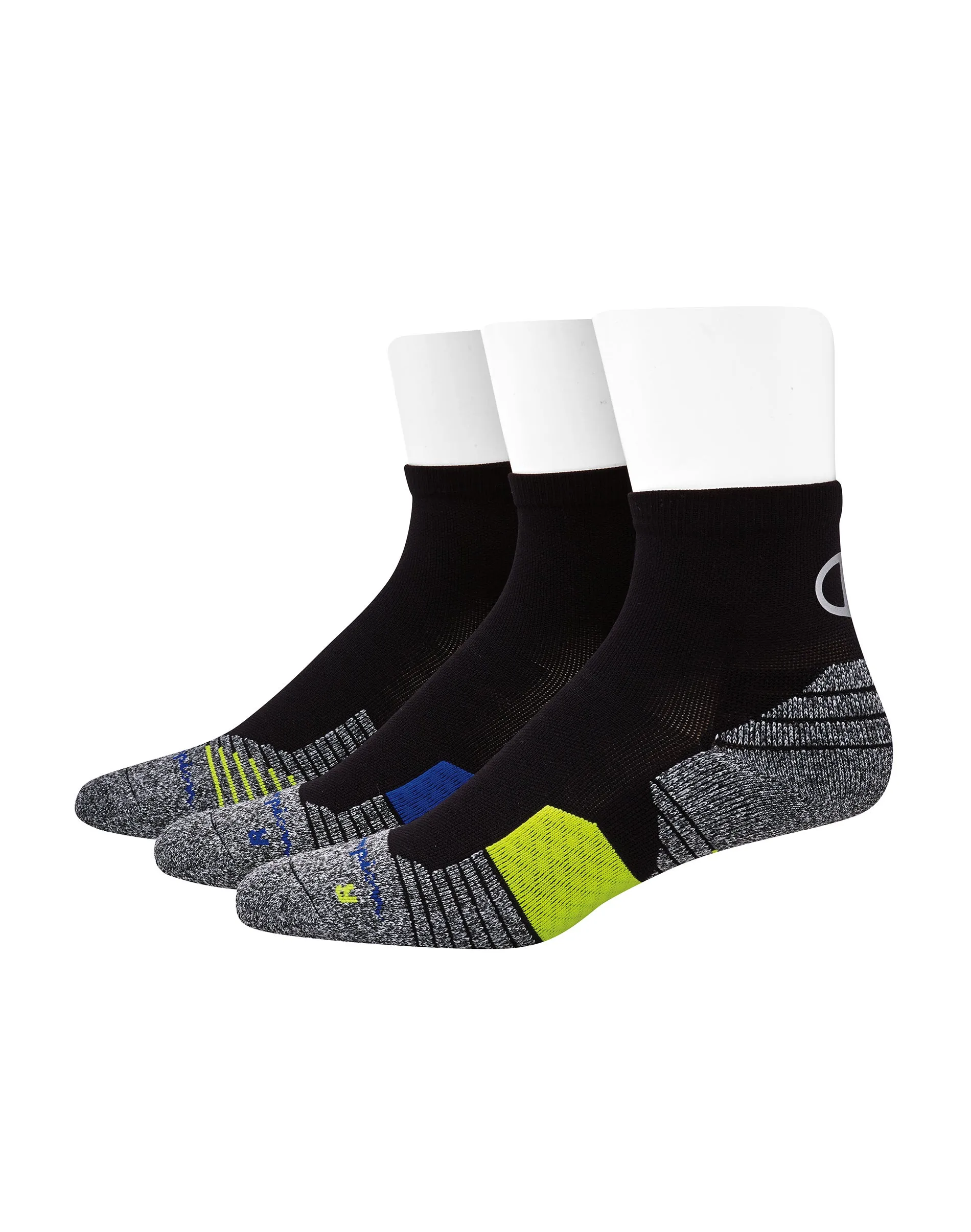 Champion Men's Ankle Socks, 3-Pairs Black Assorted 6-12