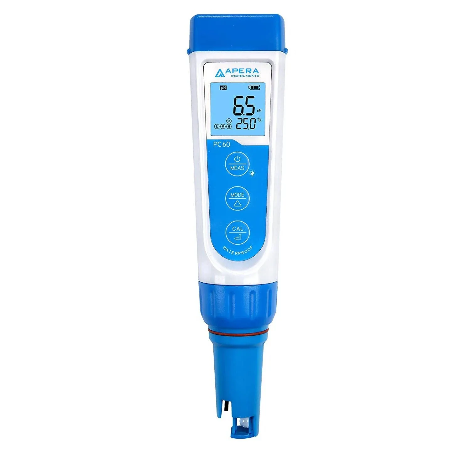 Apera Instruments PC60 Premium 5-in-1 Waterproof pH/Conductivity/TDS/Salinity/Temp. Multi-Parameter Pocket Tester, Replaceable Probe