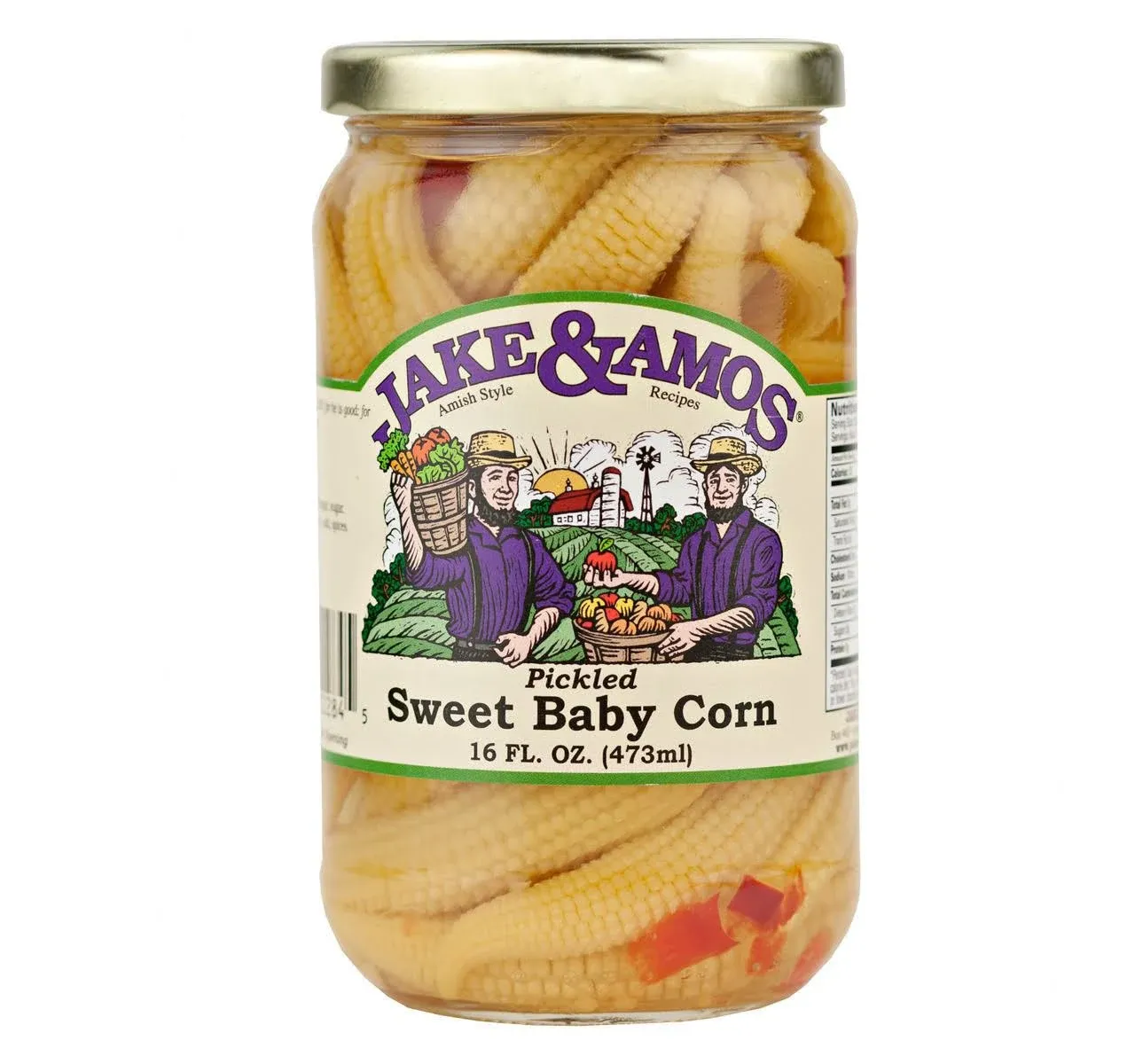 Jake & Amos 16 oz. Pickled Sweet Baby Corn