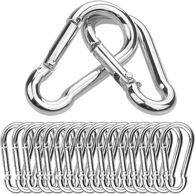 60Pack Spring Snap Hook, 1.96Inch Zinc-Galvanized Steel Spring Clips, 220lbs Load Capacity Keychain Quick Links, Heavy Duty Carabiner Clips for Dog Leash, Backpack, Hammocks, Camping and Swing