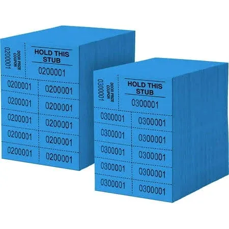 Auction Tickets - 1000 Sheets - 10 Numbers per Sheet (Blue)