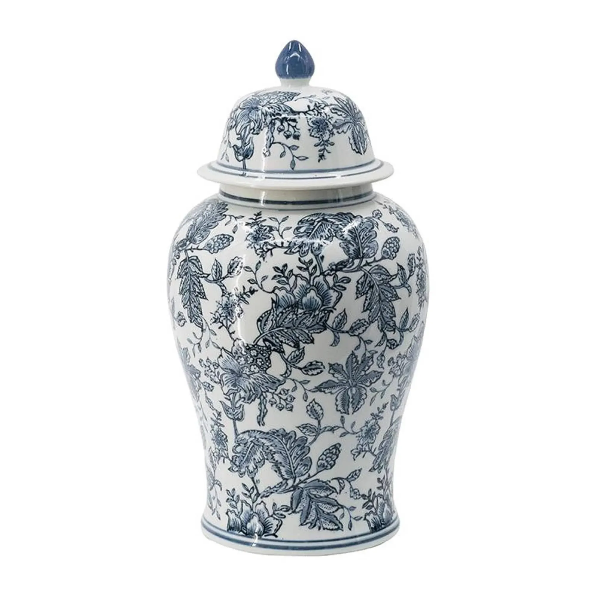 Chinoiserie Blue White Porcelain Ginger Jar 13x23"