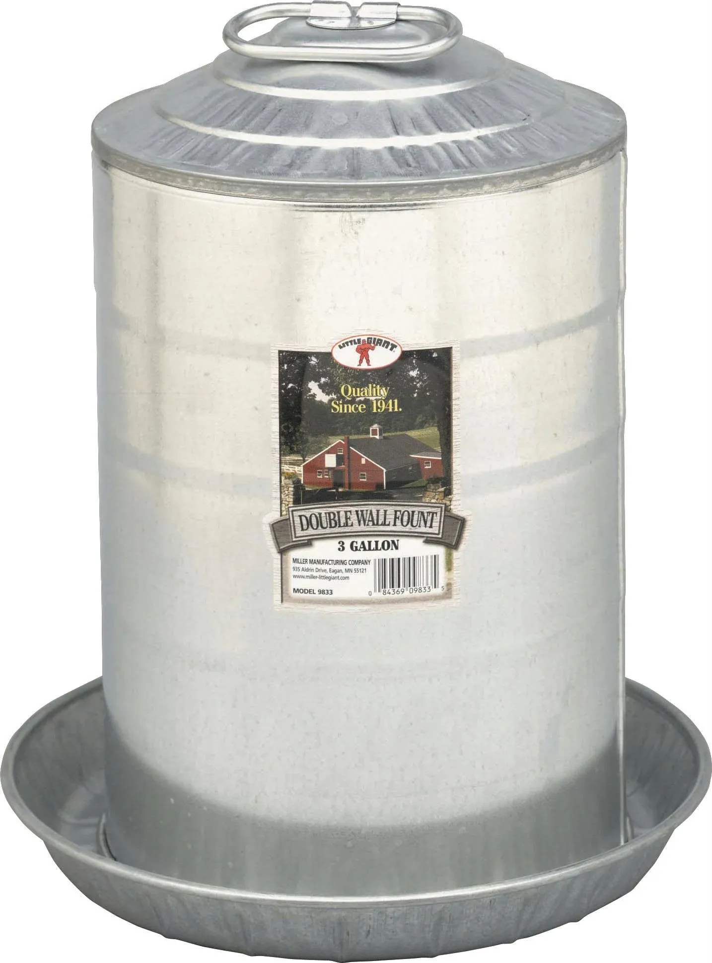 Little Giant Farm &amp; Ag 9833 3 Gallon Double Wall Fount