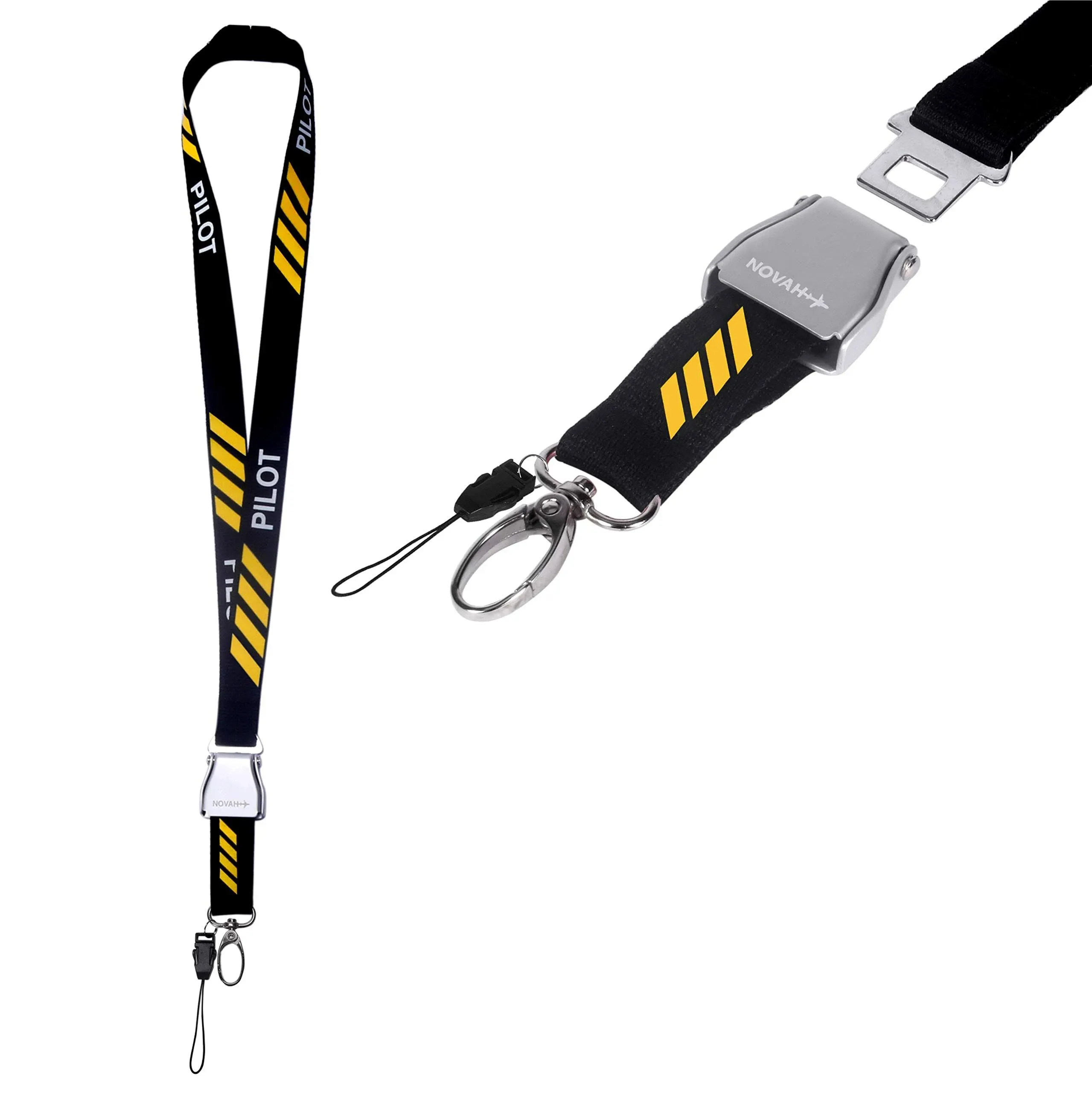 4 Stripe Yellow and Black Pilot Lanyard