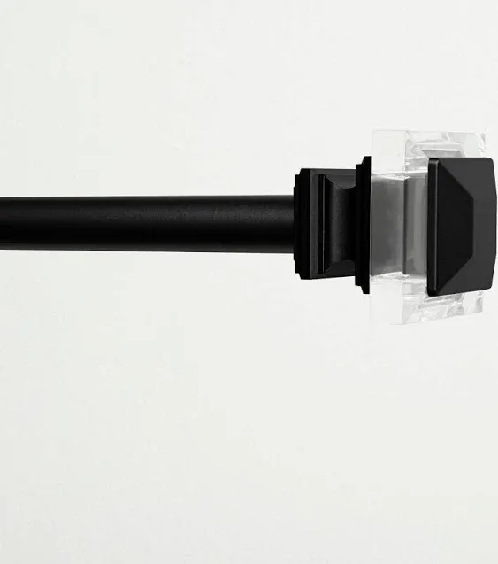 Exclusive Home Prism 1" Curtain Rod and Coordinating Finial Set, Matte Black, Adjustable 66"-120"