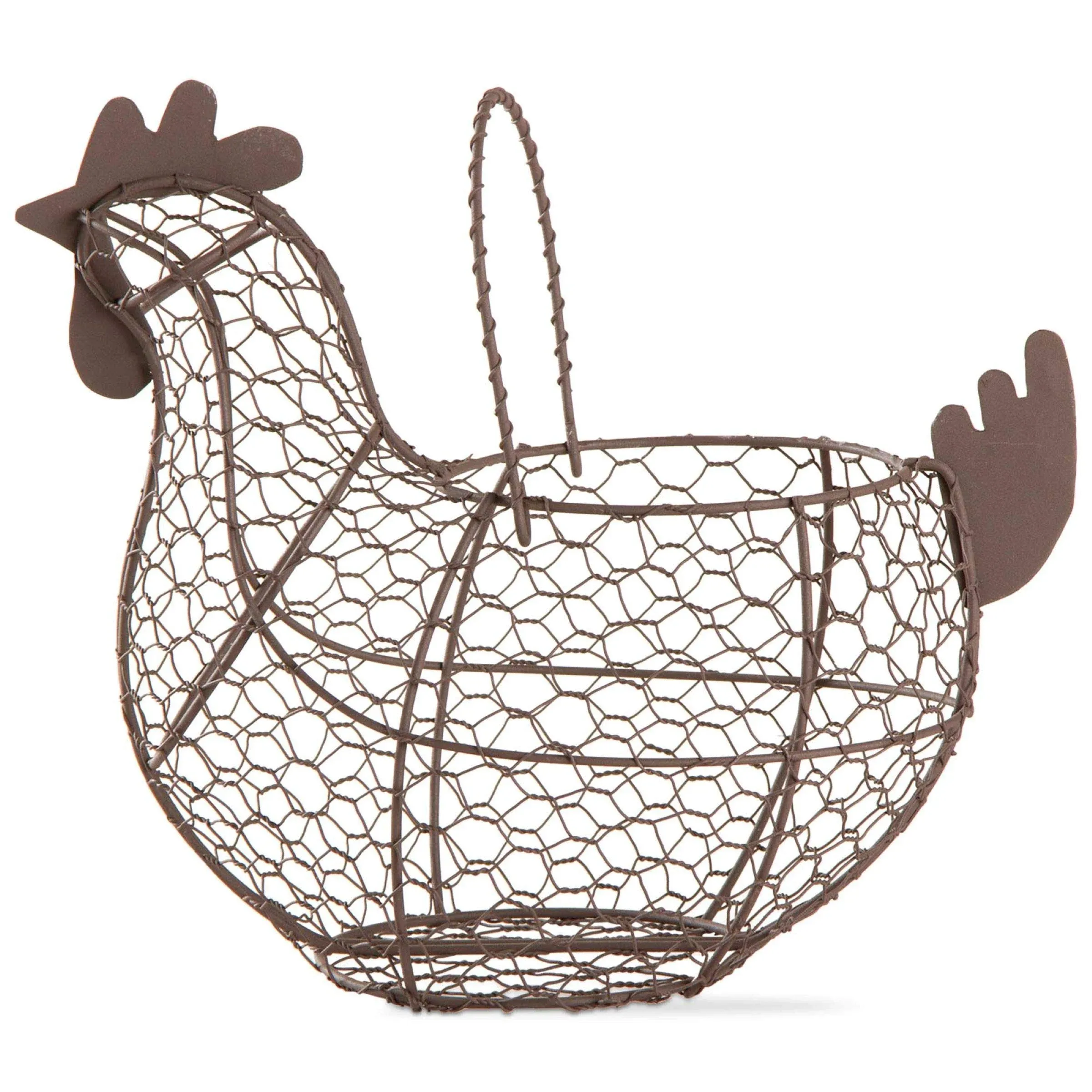 Tag Farmhouse Rustic Vintage Chicken Wire Egg Basket With Handle For Egg Holder Fruit And Kitchen Living Room Home Rooster Decor Decoration Collecting And Countertop Storing Eggs Brown