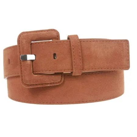 1 1/2 Inch Stitching-Edged Suede Leather Belt