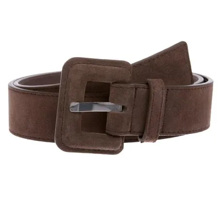 1 1/2 Inch Stitching-Edged Suede Leather Belt