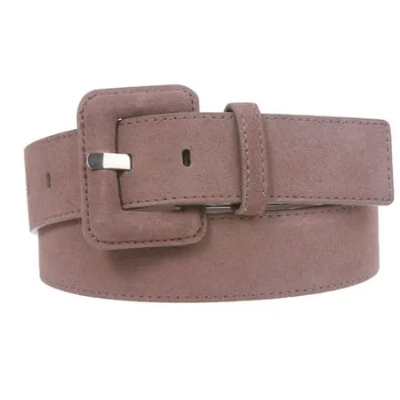 1 1/2 Inch Stitching-Edged Suede Leather Belt