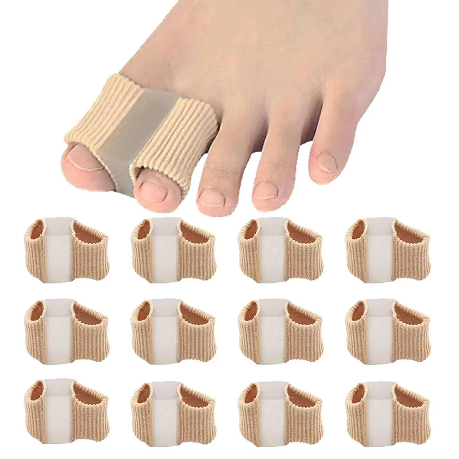 12 Packs Gel Toe Separators for Overlapping Toes, Toe Spacers for Bunions Bunion Corrector for Women and Men, 2 Loops Bunion Corrector for First Two Toes