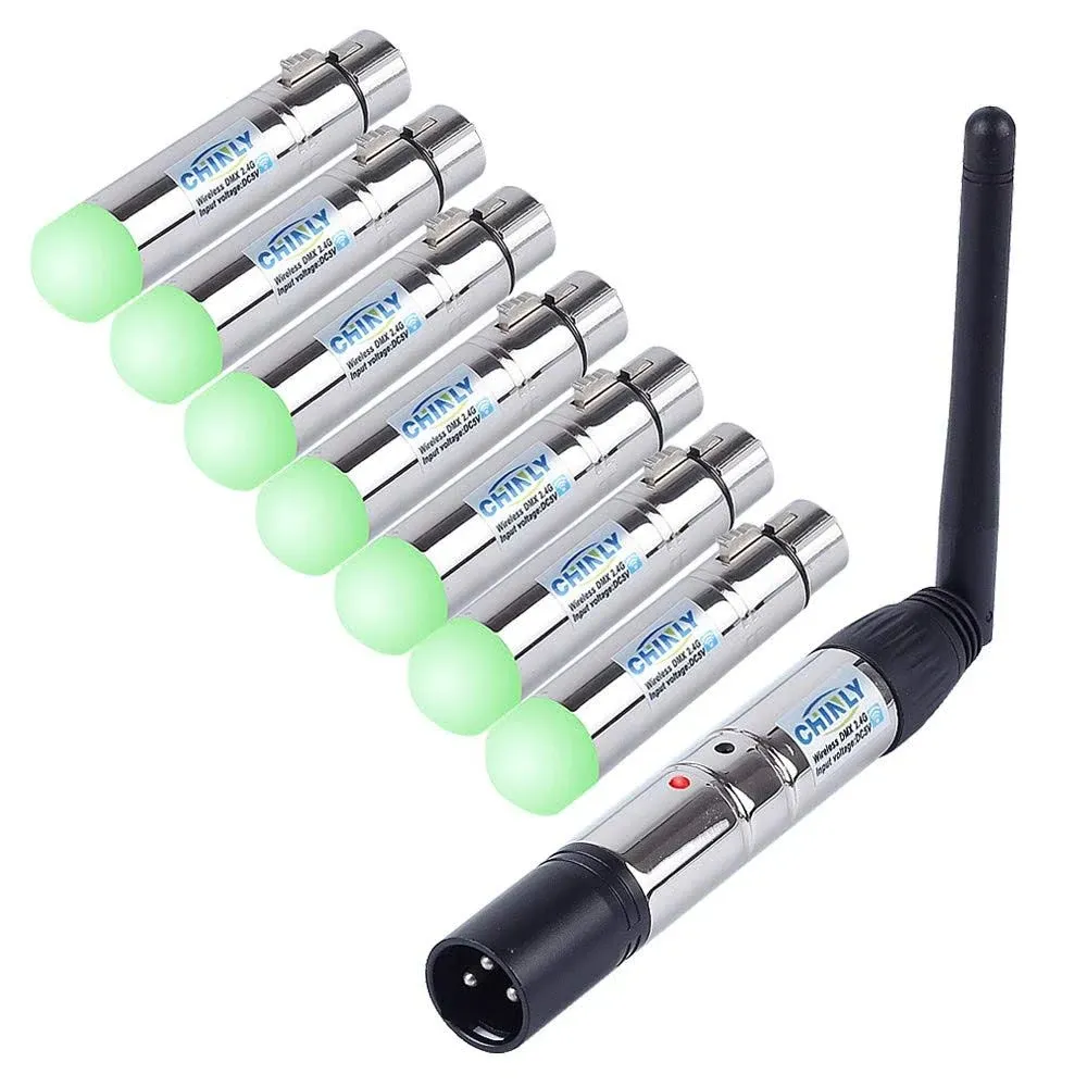 Dmx Wireless, Chinly 8 Pieces 2.4G Dmx 512 1 Male Transmitter And 7 Female