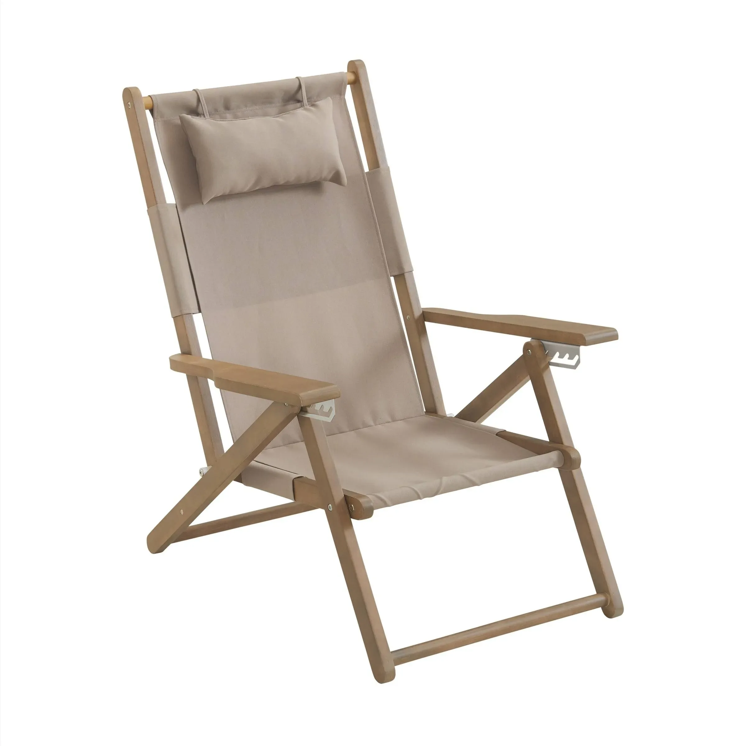 Lavish Home Weather-Resistant Folding Beach Chair with Carry Straps, Taupe