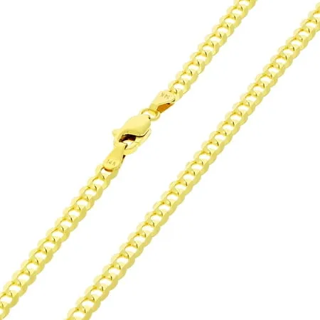 JEWELHEART 14K Gold Double Cuban Link Chain Men - 3mm 3.7mm 4.5mm Diamond Cut Link Necklace - Yellow Real Gold Chain Necklace For Women with Lobster Clasp 16" 18" 20" 22" 24"