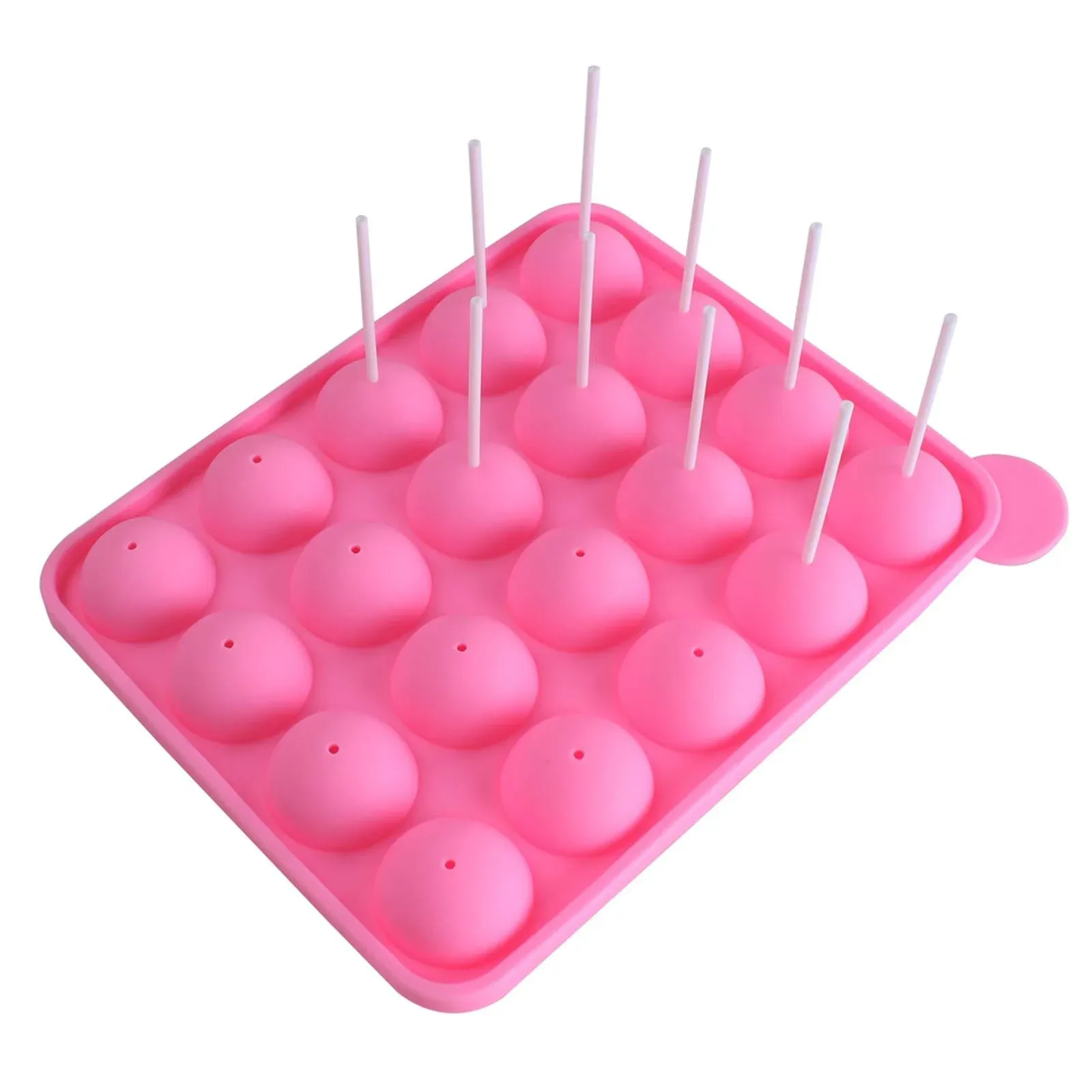 Z ZICOME 20 Cavity Silicone Pink Lolly Pop Party Cupcake Baking Mold Cake Pop St