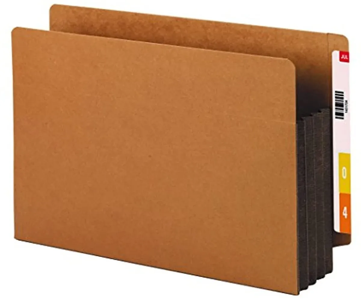 Smead 3 1/2" EXP File Pockets, Straight Tab, Legal, Brown, 10/Box