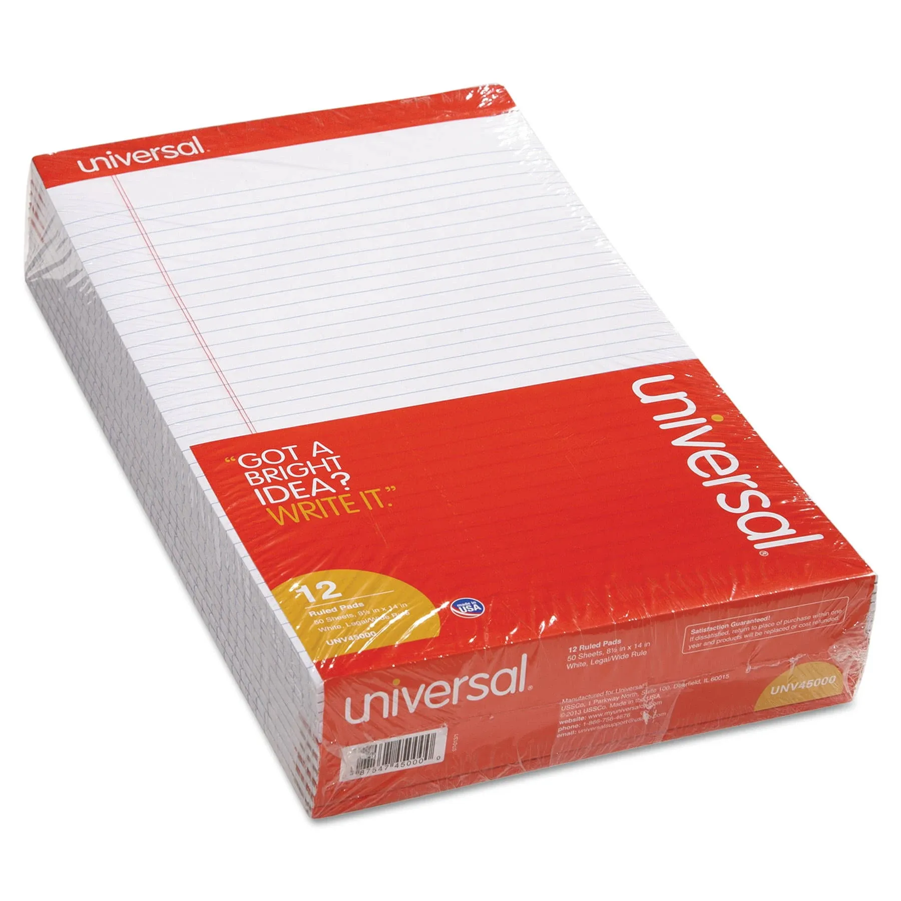 Universal Perforated Ruled Writing Pads Wide-Legal Rule