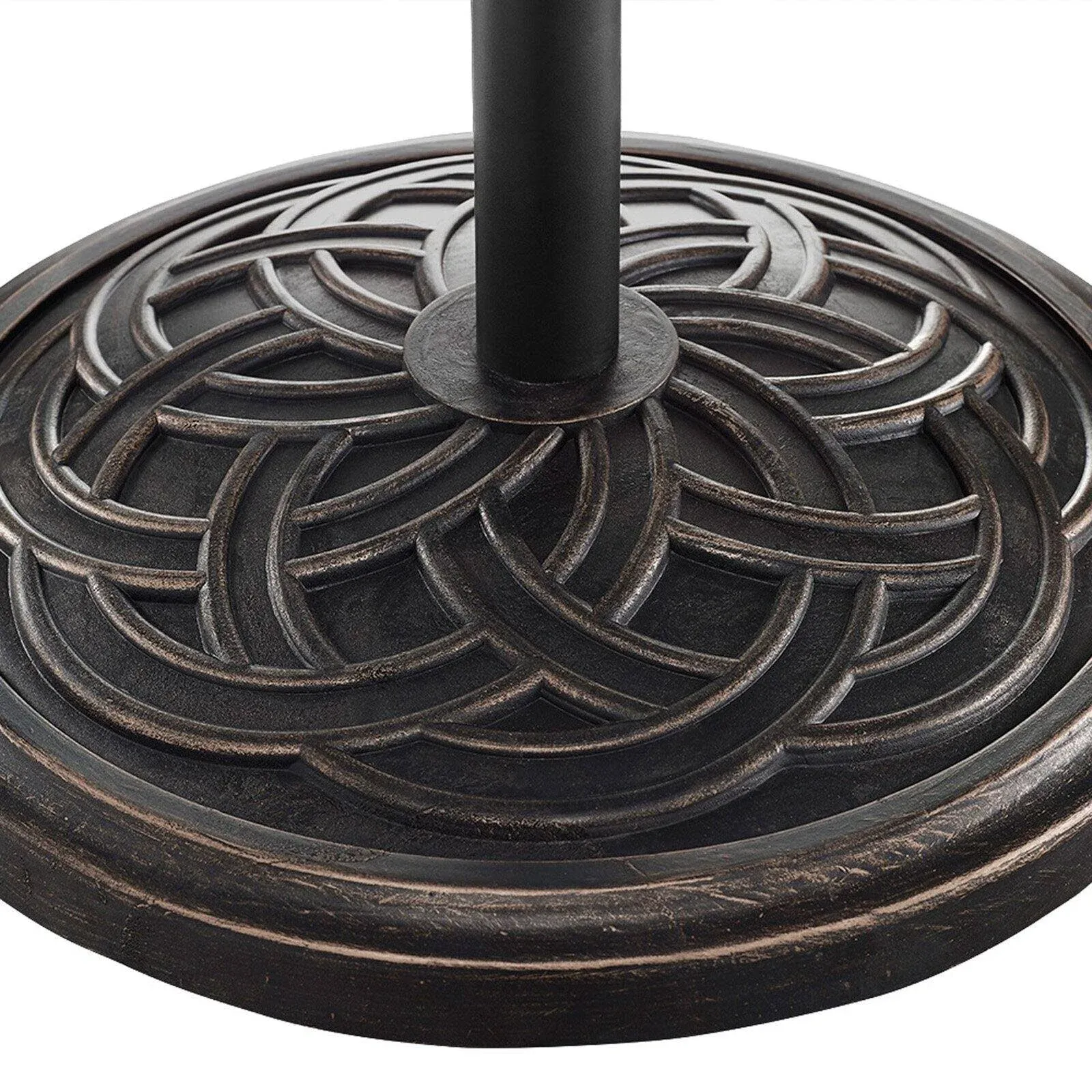 Walker Edison Dom Classic Polyresin Round Umbrella Stand with Metal Weave Design, 18 Inch, Antique Bronze